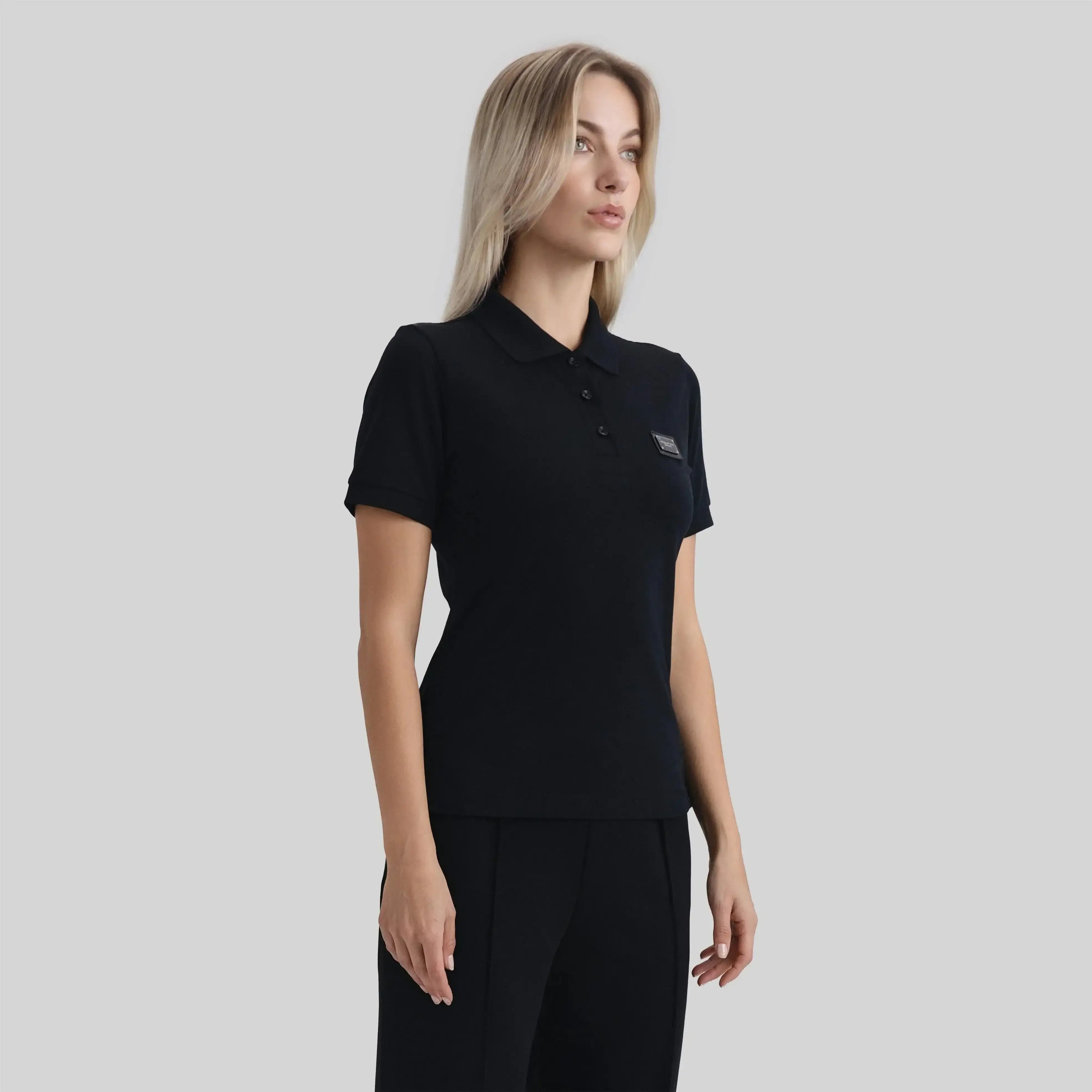 SUZUKA T-SHIRT POLO WOMEN BLACK - Monastery
