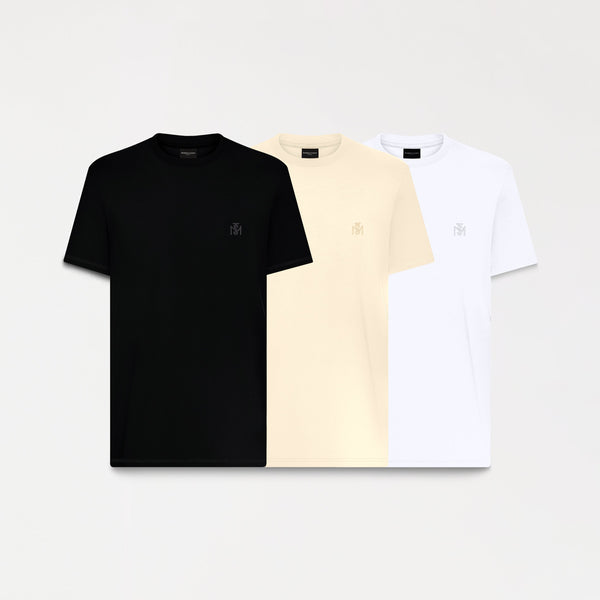 AZURIA T-SHIRT PACK MEN BLACK- WHITE- BROWN