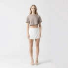 AMAL CROP TOP WOMEN TAUPE GRAY - Monastery | Tienda Oficial Colombia