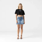KISWA CROP TOP WOMEN BLACK METEORITE L/G - Monastery | Tienda Oficial Colombia